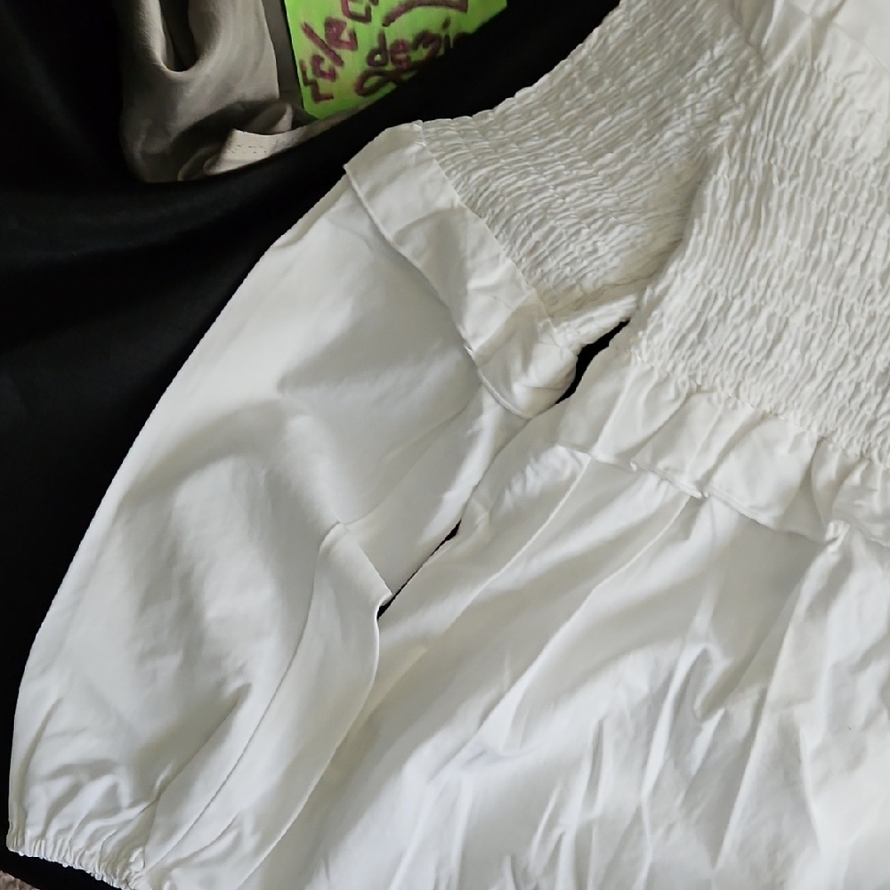Maje White Smocked Blouse - Picture 5 of 16